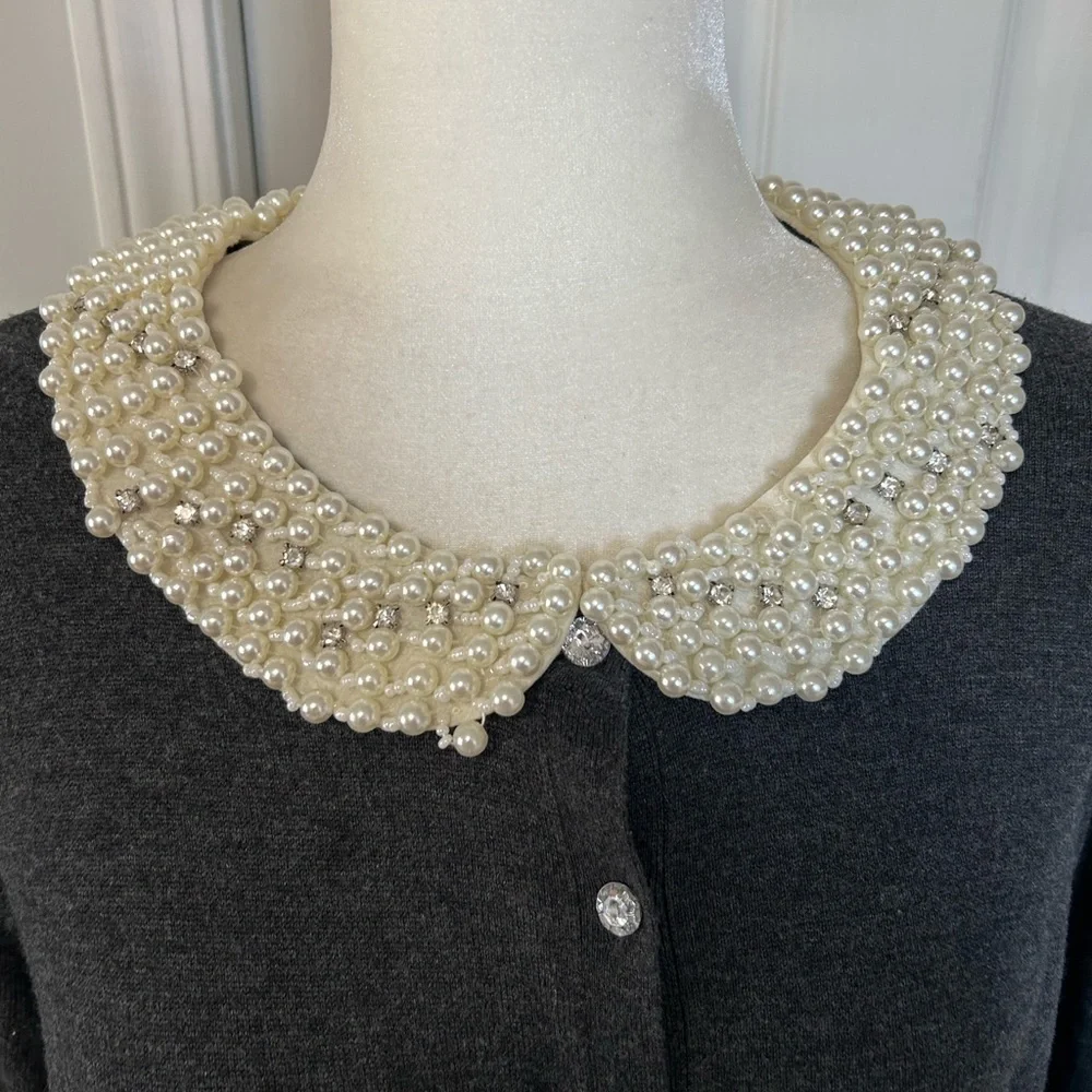 Covington cardigan sweater woman sz xlarge removable beaded peter pan collar